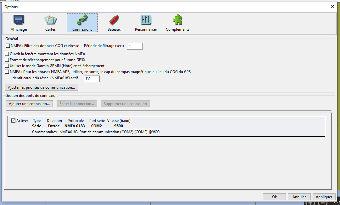 OpenCPN GPS configuration step 1