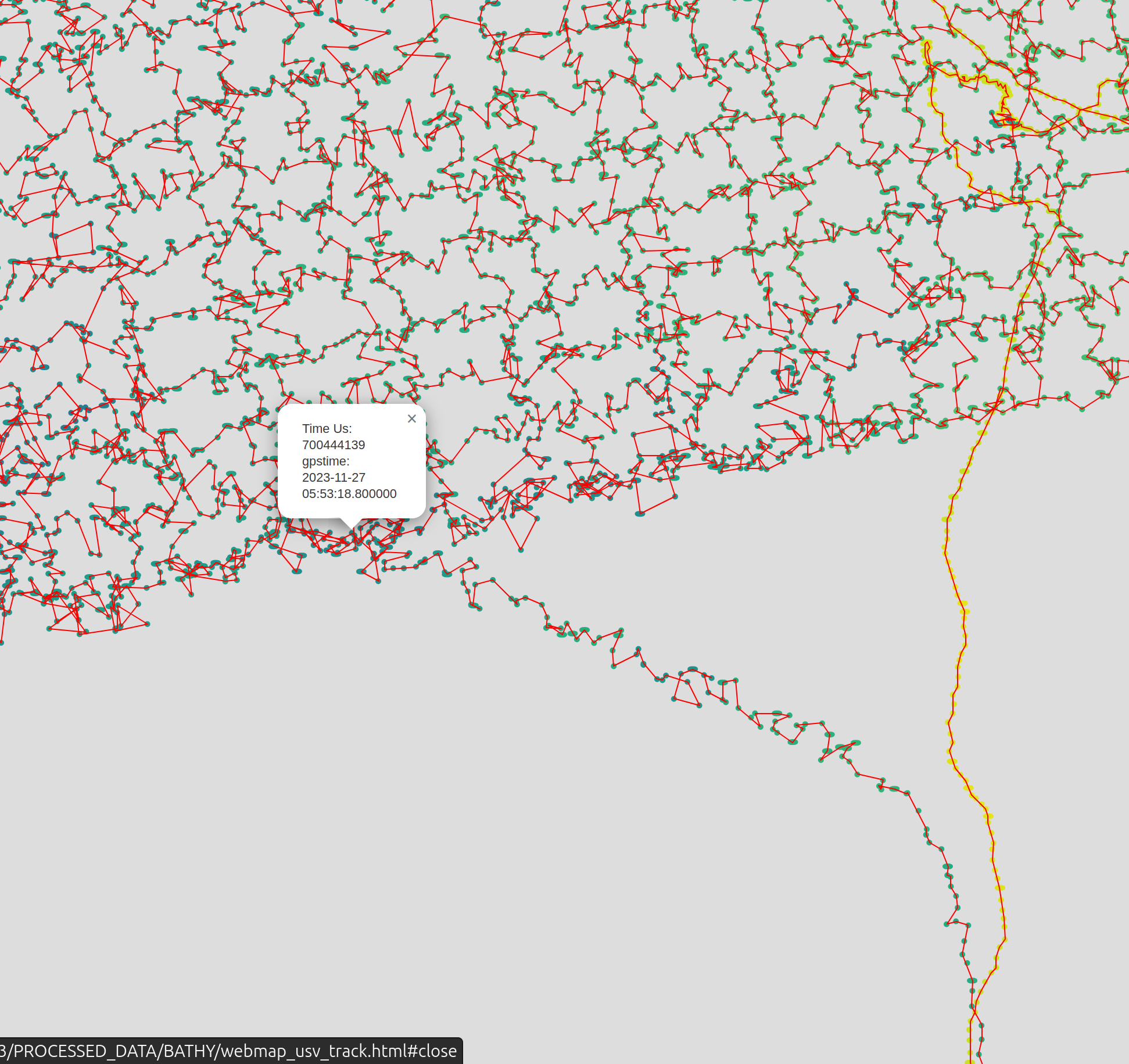Sélection du point final sur la carte.