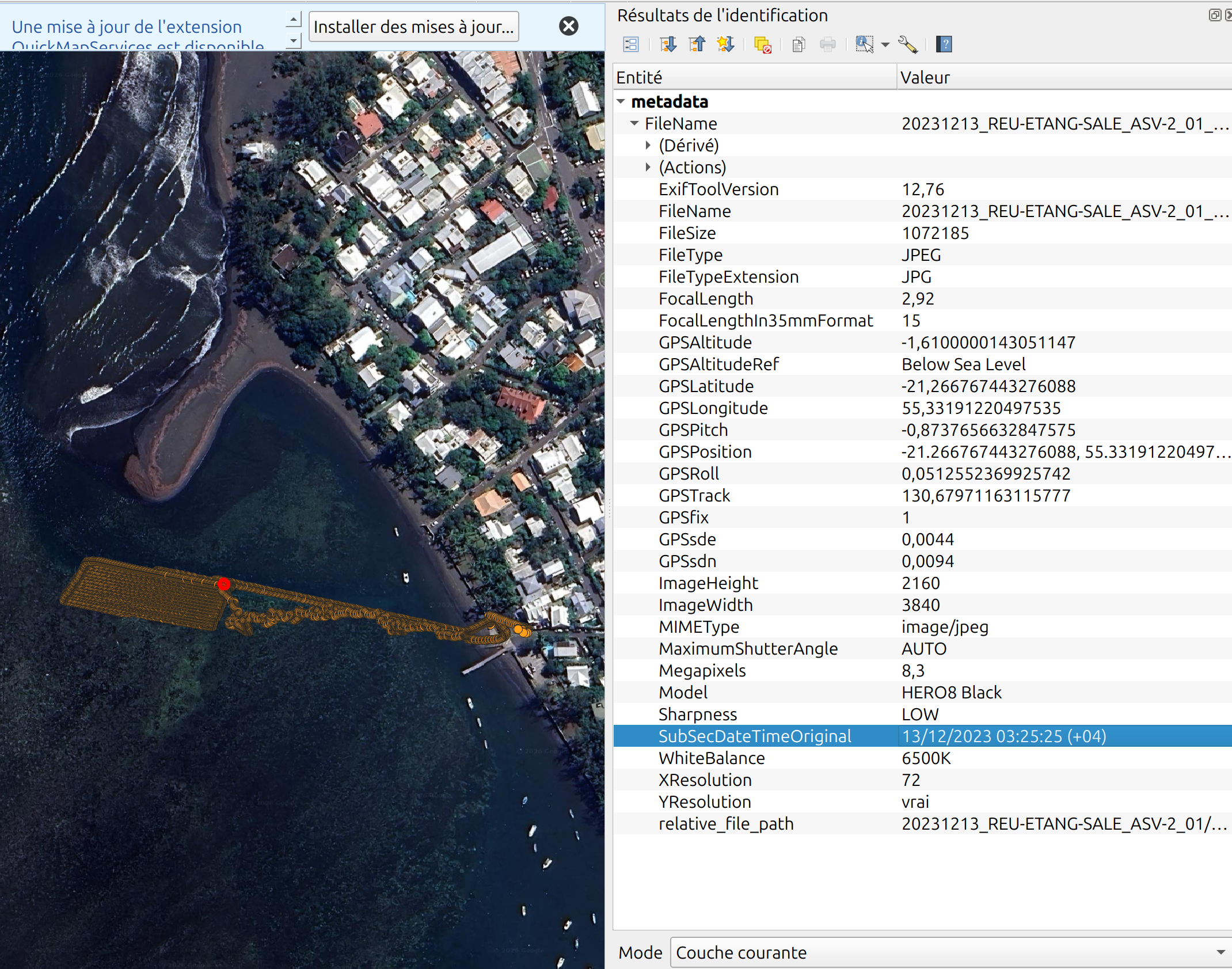Identification du point de départ du transect.