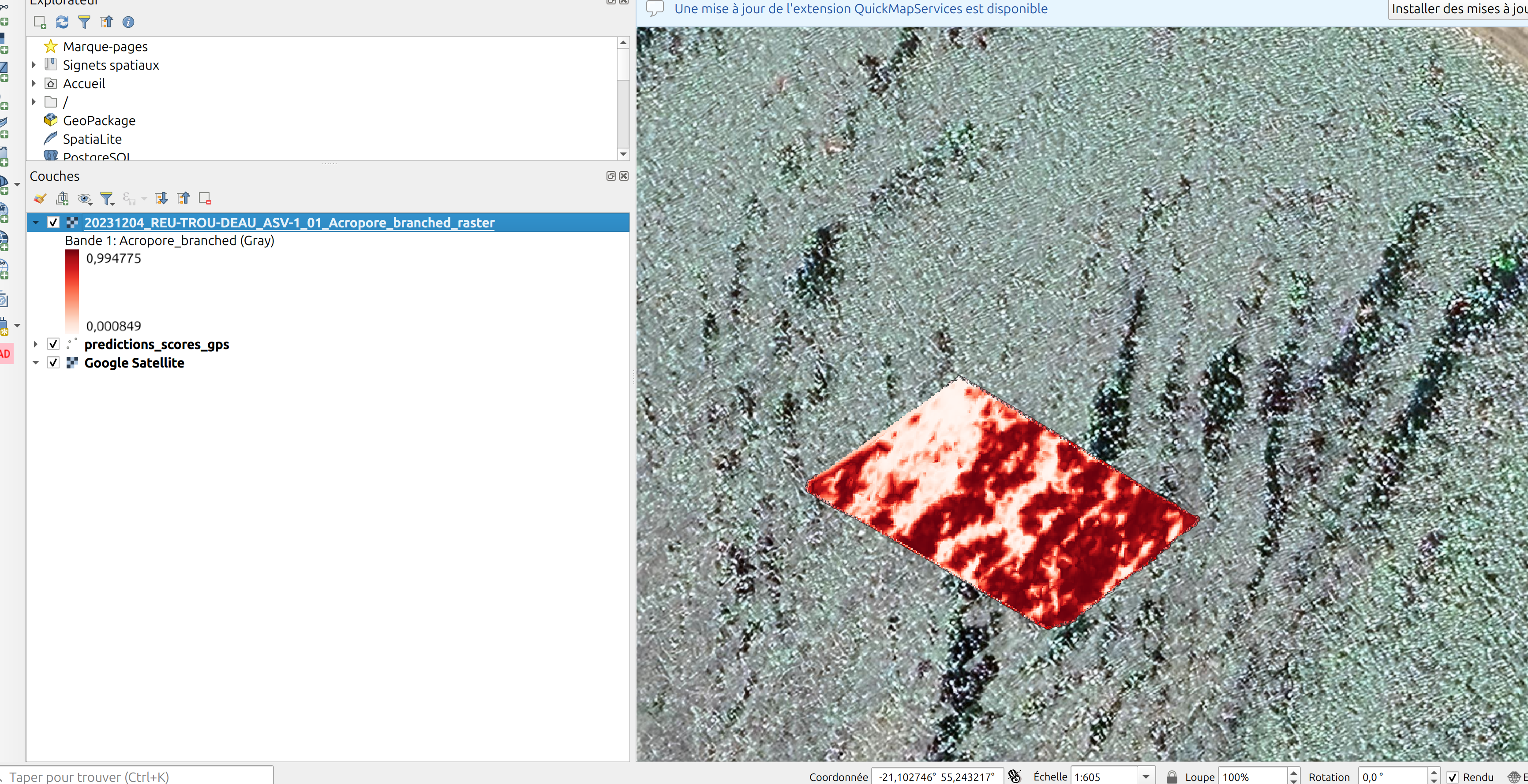 Raster de prédiction interpolé.