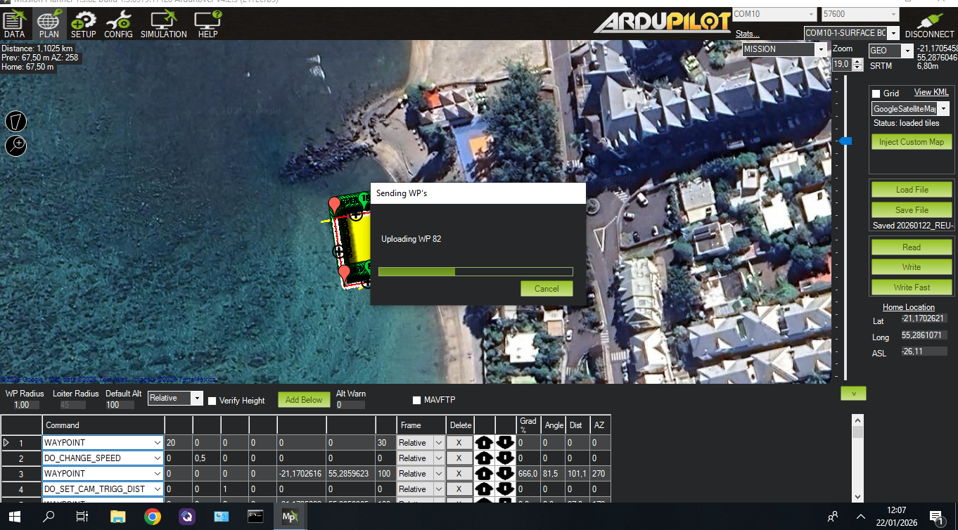 On écrit le transect sur la planche.